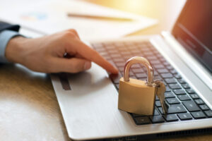 Padlock on a computer keyboard