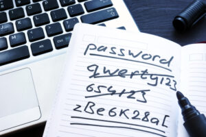 passwords written in a book