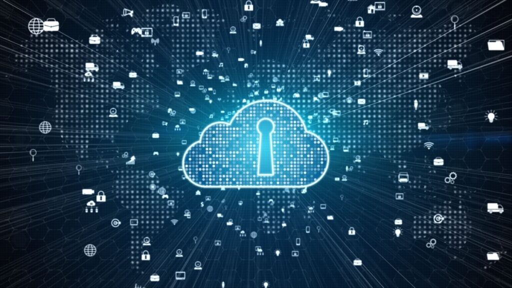 glowing cloud with lock symbol inside it