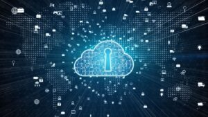 glowing cloud with lock symbol inside it