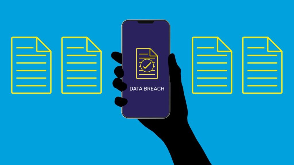 phone with data breach alert