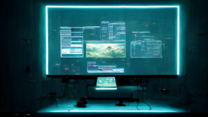 science fiction style display of a computer